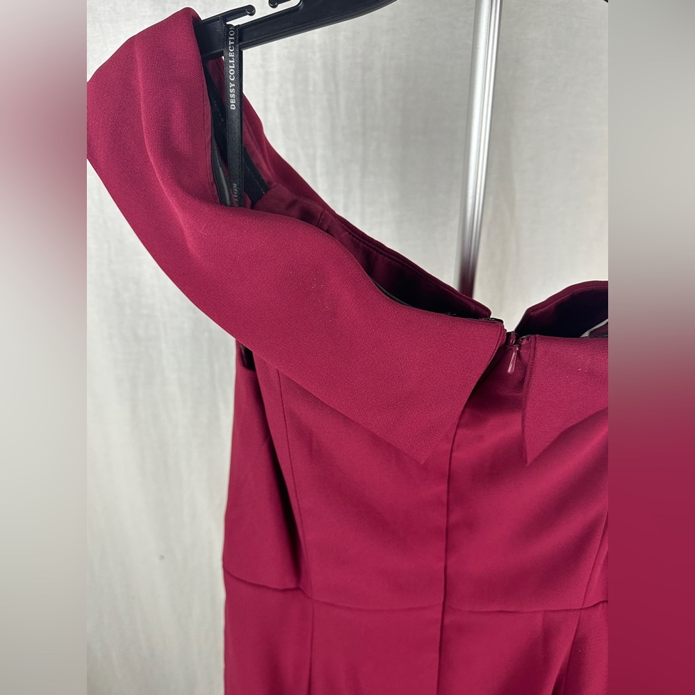 Dessy Collection Burgundy Off-The-Shoulder Notch Trumpet Gown Size 12 NWT - Picture 11 of 17